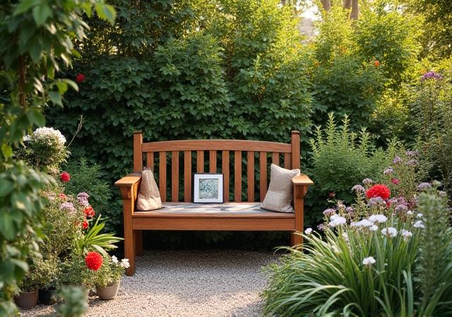 Kreativ dekorierter Garten mit Upcycling Elementen